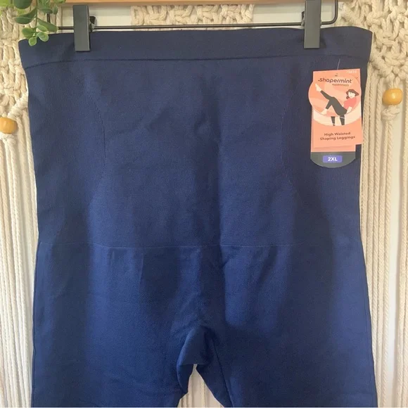 SHAPERMINT Women’s High Waisted Shaping Smoothing Leggings Navy Blue Size 2XL - Picture 4 of 12
